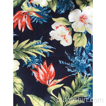 Camisa Havaí com Impressão de Algodão Masculino
